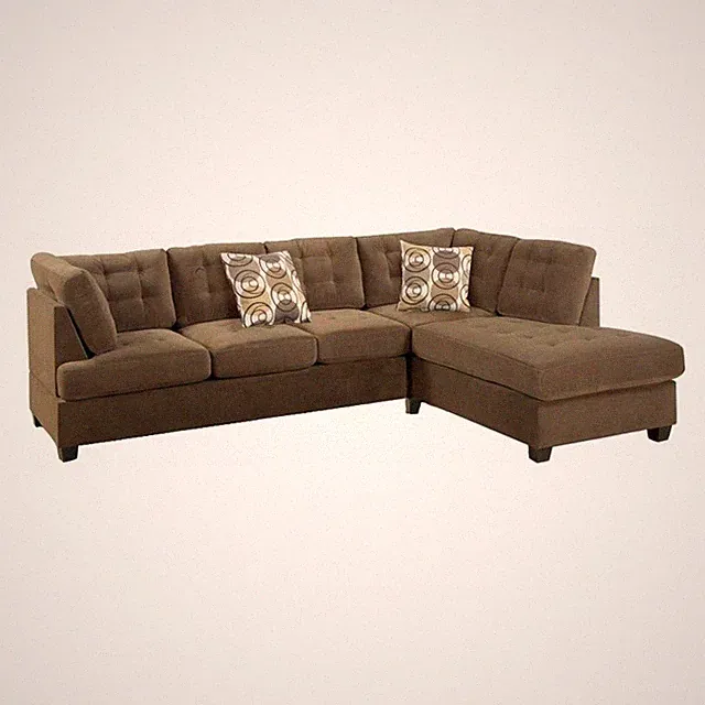 Pemberly Row 2 Piece Corduroy Sectional Sofa with Reversible Chaise in Truffle