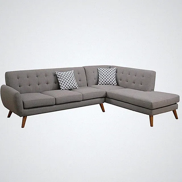 Pemberly Row 2 Piece Fabric Sectional Sofa Set in Gray Color