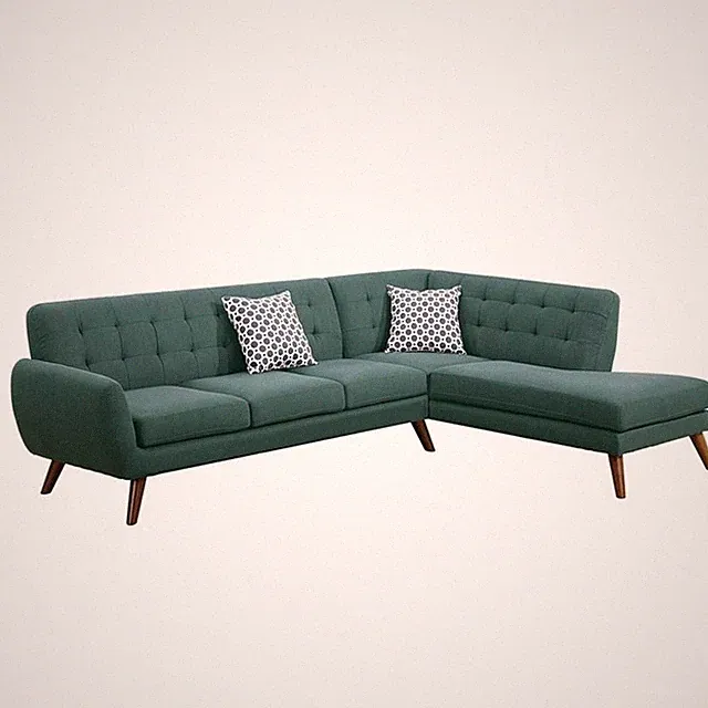 Pemberly Row 2 Piece Fabric Sectional Sofa Set in Laguna Blue Color