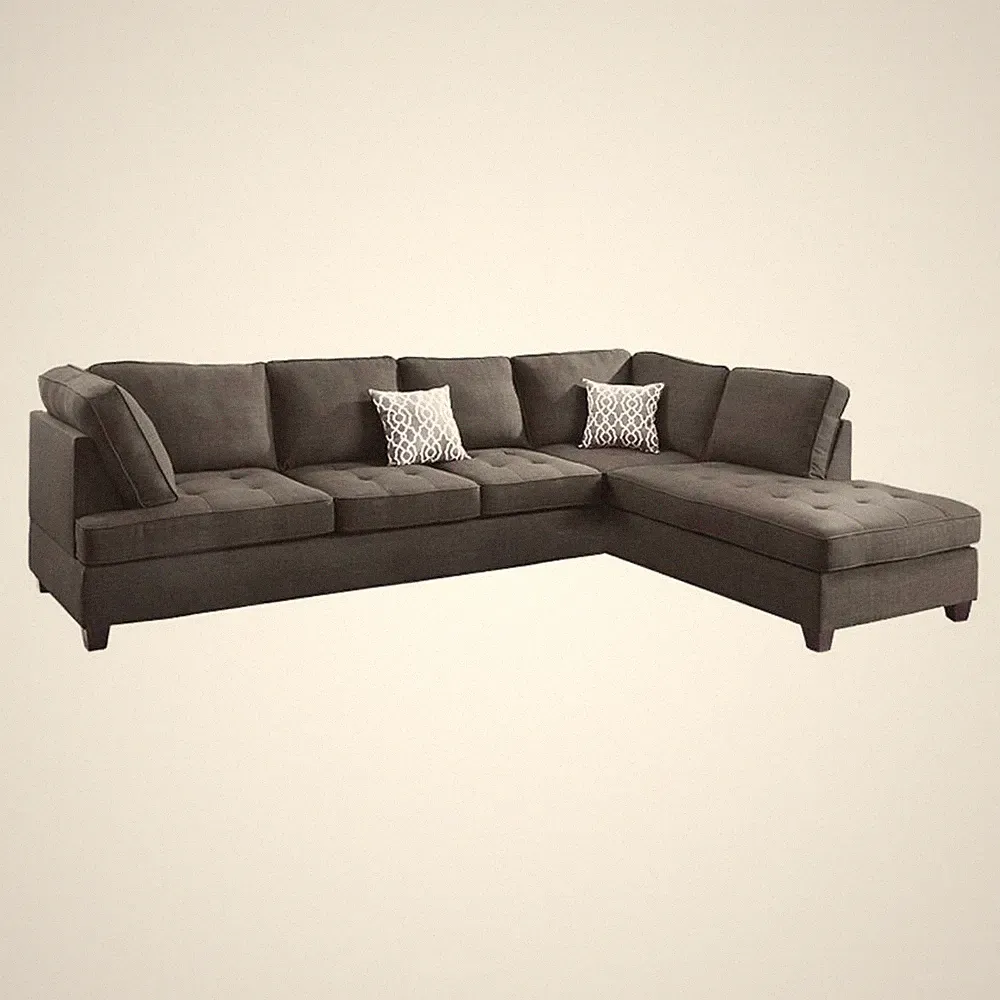 Pemberly Row 2 Piece L Shape Sectional Sofa with Reversible Chaise in Black