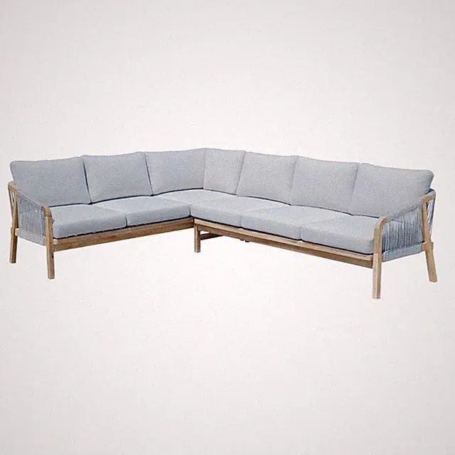 Pemberly Row 2-Piece Modern Acacia Wood Sectional in Gray Finish