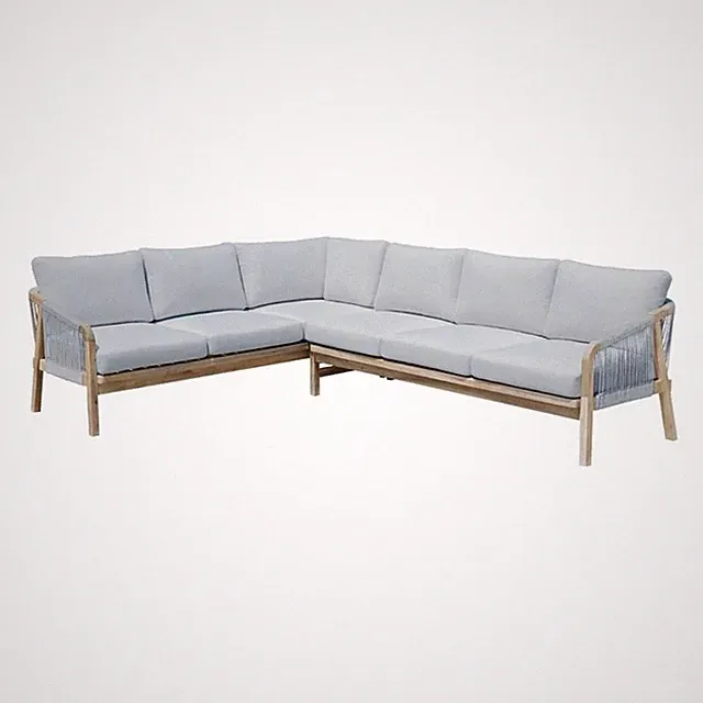 Pemberly Row 2-Piece Modern Acacia Wood Sectional in Gray Finish