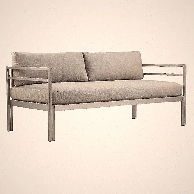 Pemberly Row 25x65" Two Seater Modern Aluminum Sofa in Gray Finish