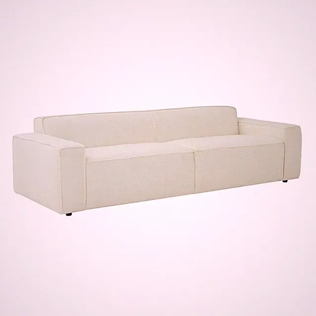 Pemberly Row 26.4"H Linen Fabric Upholstered/Pine Wood Sofa in Cream