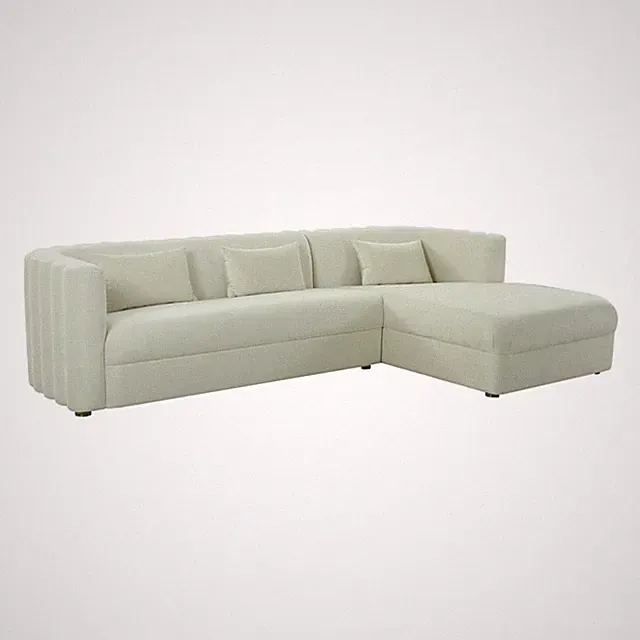 Pemberly Row 29.5"H RAF Velvet Upholstered/Wood Sectional in Cream