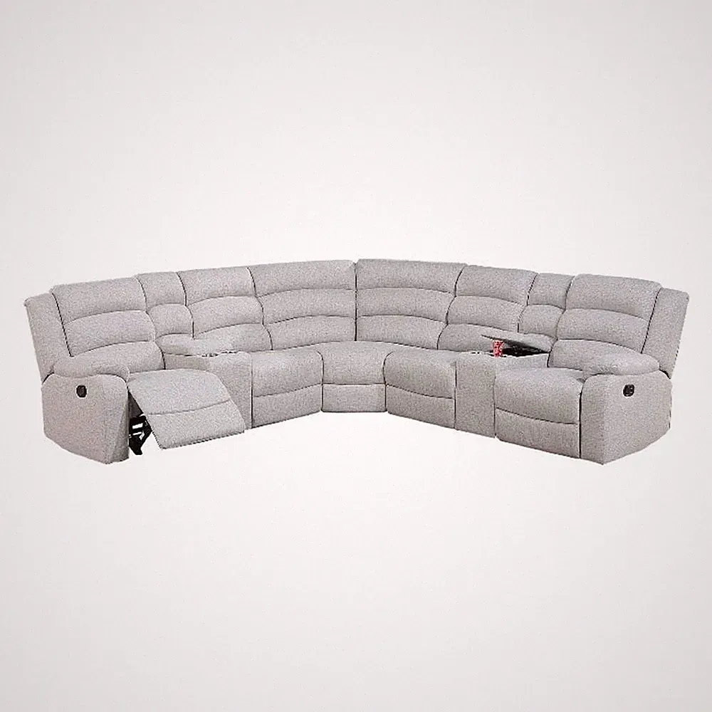 Pemberly Row 3 Pc L Shape Manual Reclining Sectional with Cup Holders in White