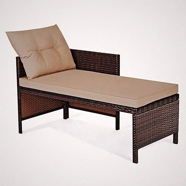 Pemberly Row 3-piece L-shaped Acacia Wood Patio Sofa Set with Cushion in Brown