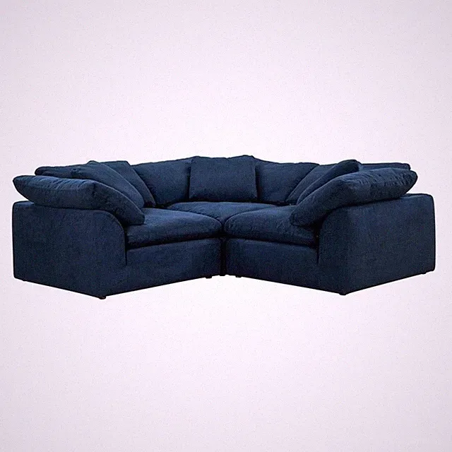 Pemberly Row 3-Piece L-Shaped Fabric Slipcover Sectional in Navy