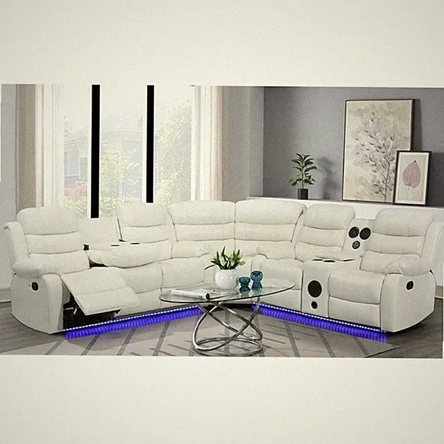 Pemberly Row 3 - Piece USB Vegan Leather Reclining Sectional with Sound System