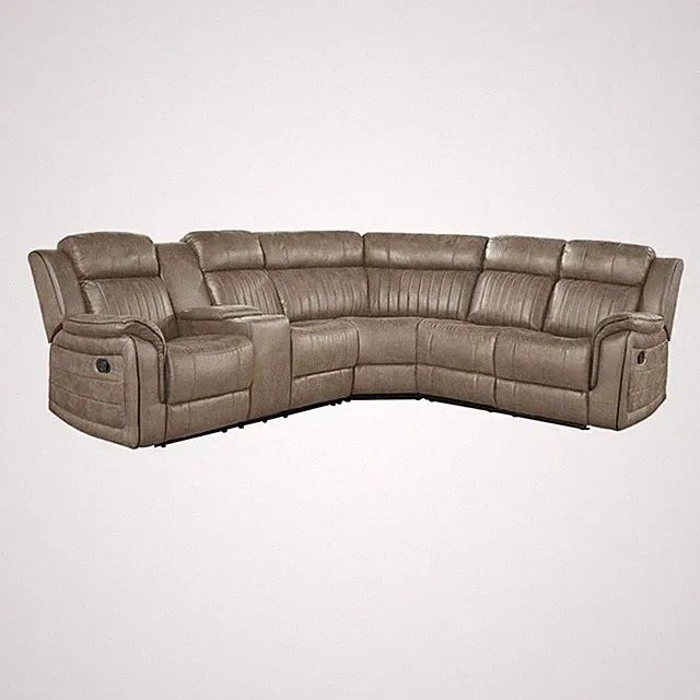 Pemberly Row 3-Piece Wood and Microfiber Reclining Sectional in Sandy Brown