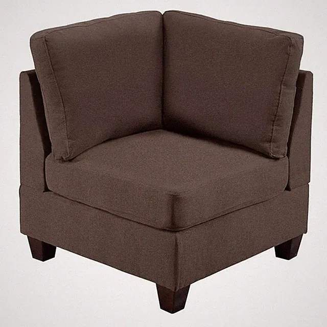 Pemberly Row 32" Modular Corner Sofa Chair with Reversible Cushions in Brown