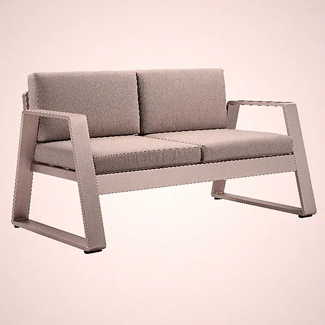 Pemberly Row 33x57" Two Seater Modern Aluminum Sofa in Gray Finish