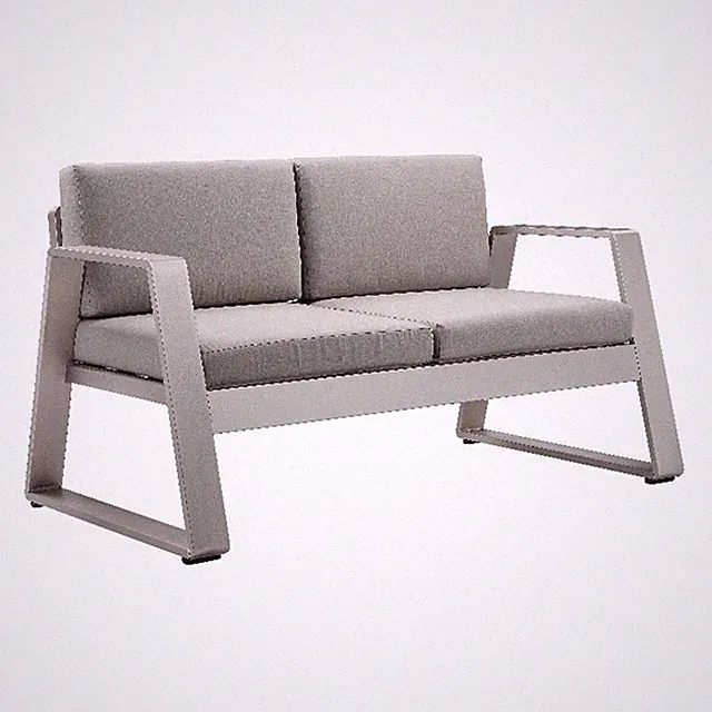 Pemberly Row 33x57" Two Seater Modern Aluminum Sofa in Gray Finish