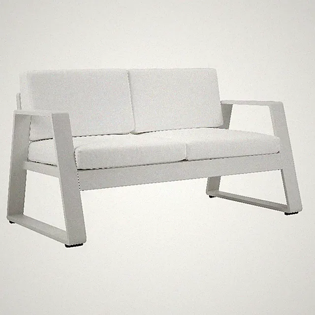 Pemberly Row 33x57" Two Seater Modern Aluminum Sofa in White Finish