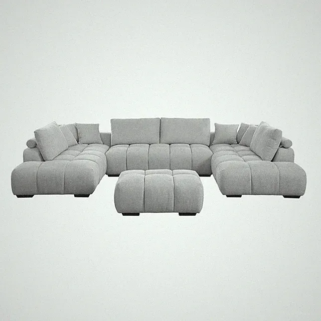 Pemberly Row 4-Piece Chenille Upholstered Large U-Shape Sectional Light Gray