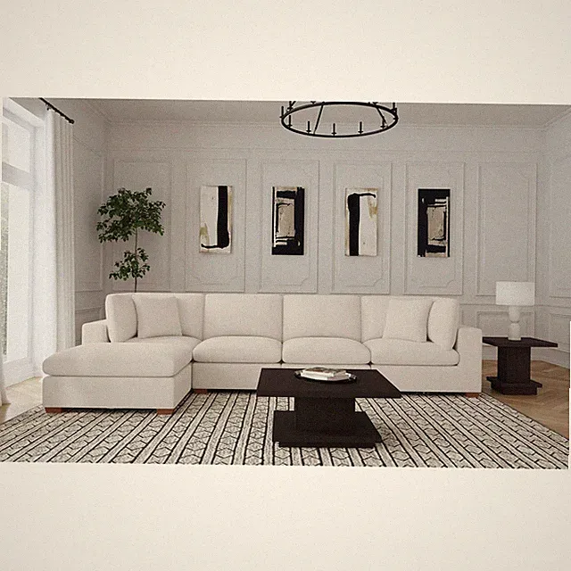 Pemberly Row 5-piece Fabric Upholstered Modular Sectional Sofa Ivory