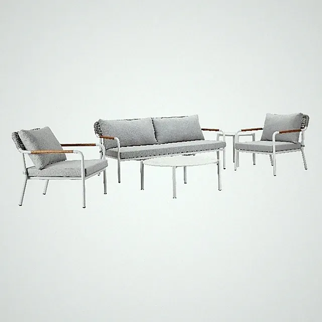 Pemberly Row 5-Piece Modern Aluminum Sofa Set in Gray Finish