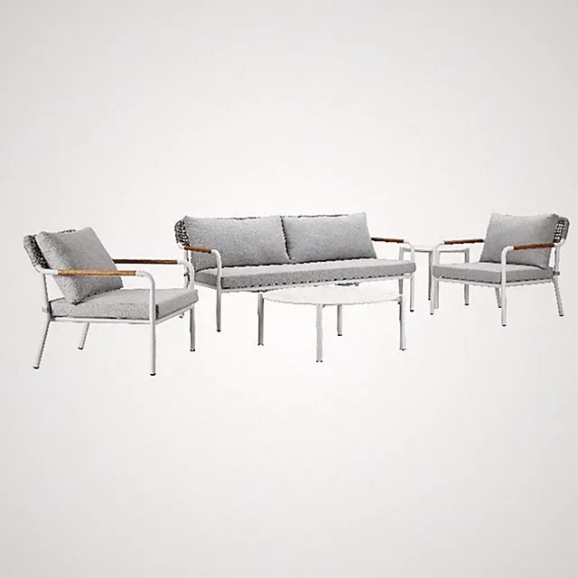 Pemberly Row 5-Piece Modern Aluminum Sofa Set in Gray Finish