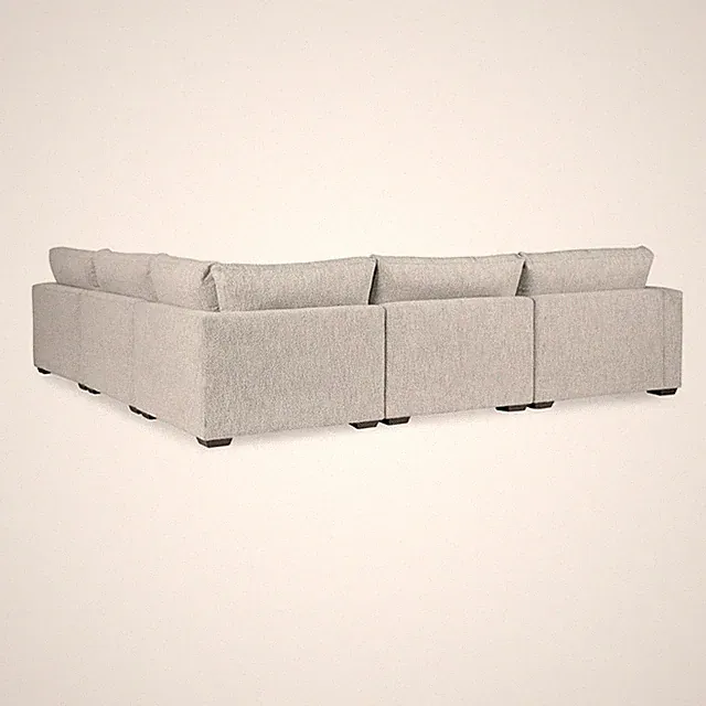 Pemberly Row 5-Piece Upholstered Fabric Sectional Sofa in Ivory