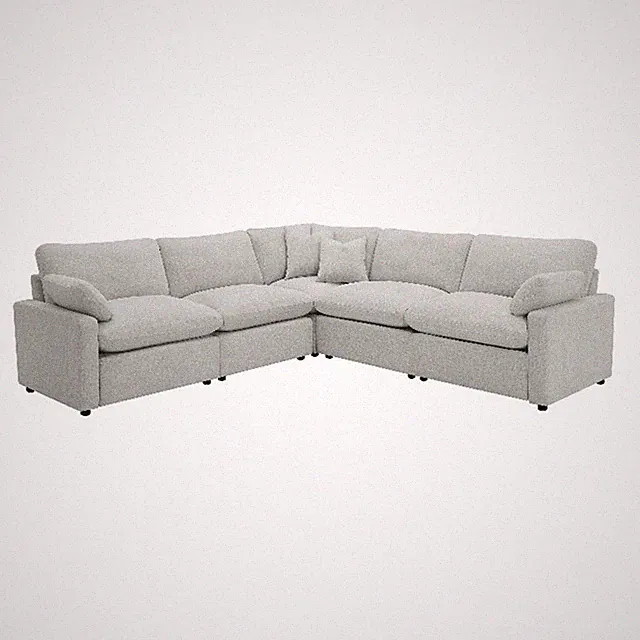 Pemberly Row 5Pc L-Shaped Modular Sectional Sofa with Power Reclining in Gray
