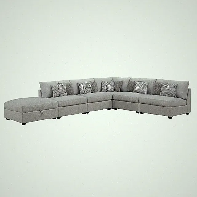 Pemberly Row 6-piece Fabric Upholstered Modular Sectional Gray