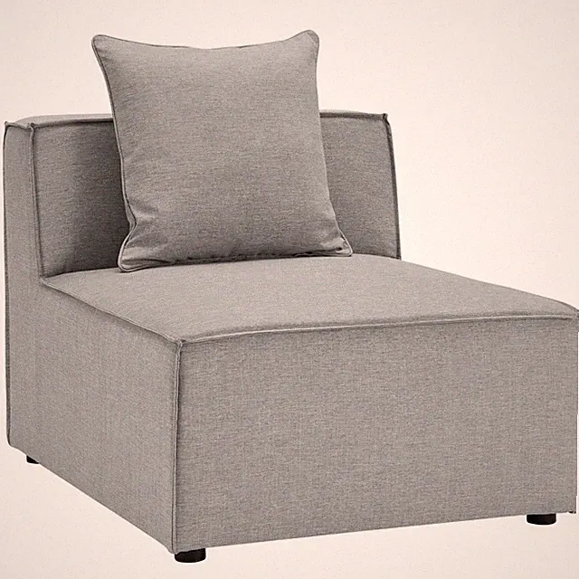 Pemberly Row 6-Piece Fabric Upholstered Outdoor Patio Sectional Sofa in Gray