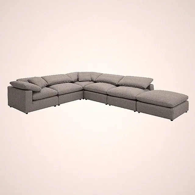 Pemberly Row 6 Piece Modular Sectional Sofa in Classic Gray Boucle