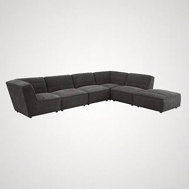 Pemberly Row 6-Piece Upholstered Fabric Modular Sectional in Dark Charcoal