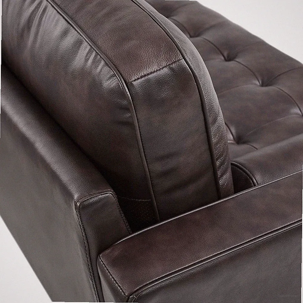 Pemberly Row 78" Modern Style Leather Apartment Sectional Sofa in Brown