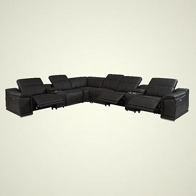 Pemberly Row 8-Piece 1 Console 3-Power Reclining Italian Leather Sectional