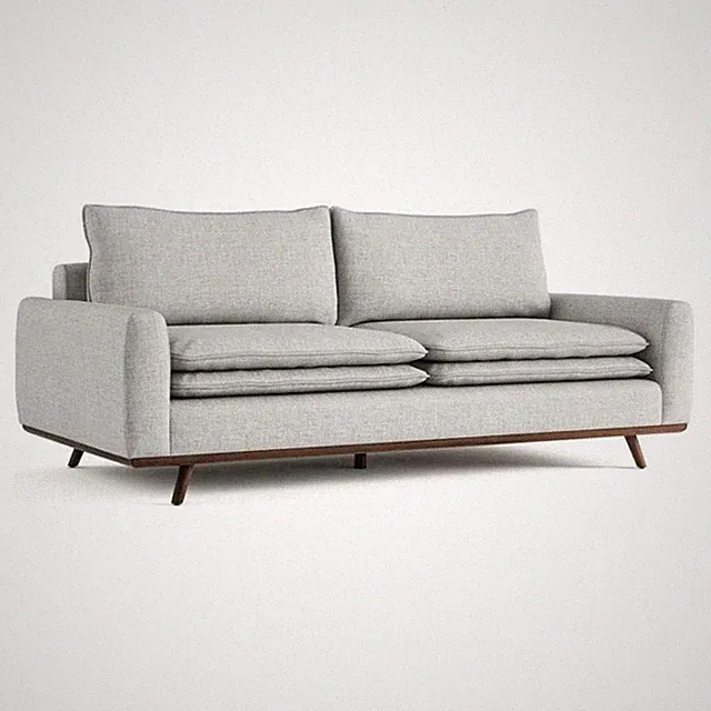 Pemberly Row 83 Inch Sofa with Feather Blend Pillows in Dark Brown Wood Gray