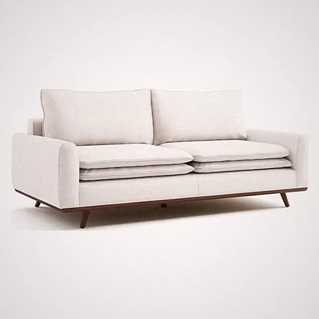Pemberly Row 83 Inch Sofa with Feather Blend Pillows in Dark Brown Wood White