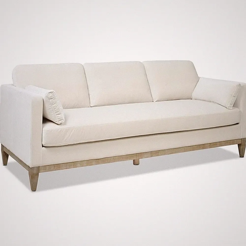 Pemberly Row 84" Modern Farmhouse Sofa in French Beige Finish