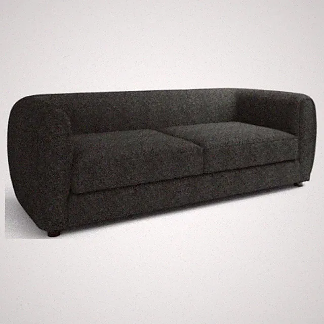 Pemberly Row 87" Retro Tuxedo Style Sofa in Black Boucle with Welt Trim Details