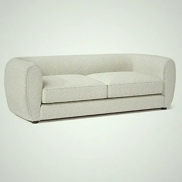 Pemberly Row 87" Tuxedo Style Sofa in Off White Boucle with Welt Trim Detail