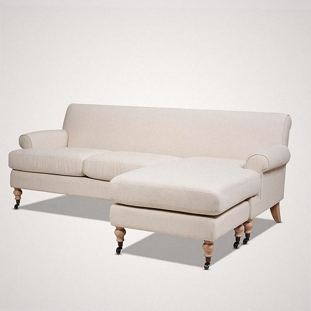 Pemberly Row 91" L-Shape Reversible Sectional Sofa in Light Beige Linen