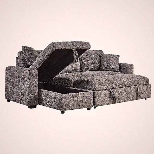 Pemberly Row 96" Reversible Sleeper Sectional with Storage Chaise & USB in Gray
