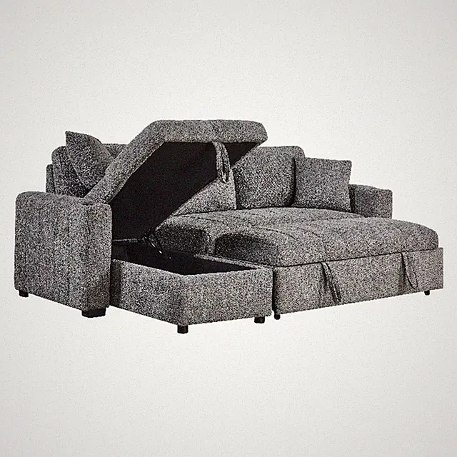 Pemberly Row 96" Reversible Sleeper Sectional with Storage Chaise & USB in Gray