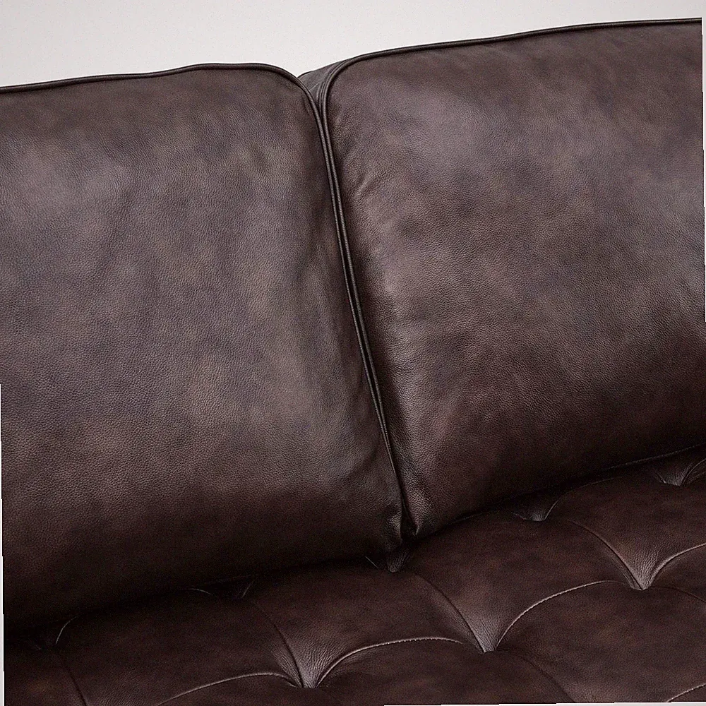 Pemberly Row 98" Modern Style Leather Sectional Sofa in Brown