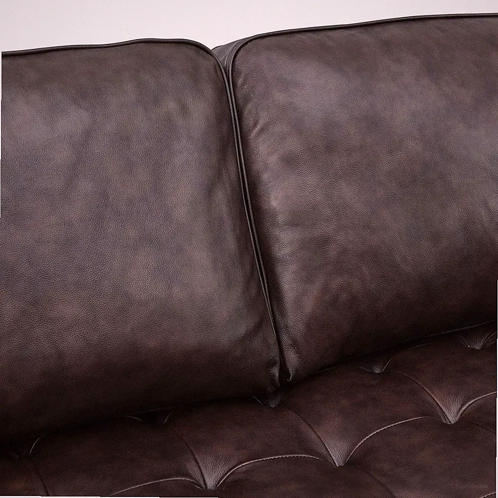 Pemberly Row 98" Modern Style Leather Sectional Sofa in Brown