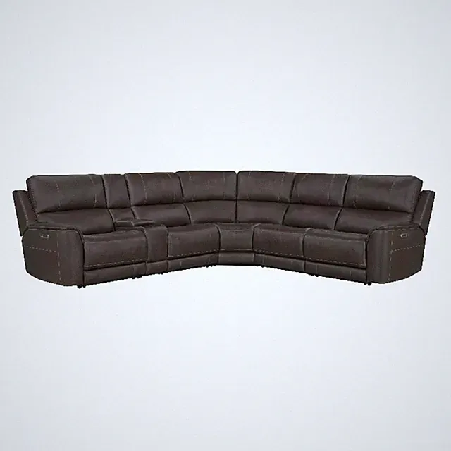 Pemberly Row Brown 6 Piece Zero Gravity Power Reclining Sectional