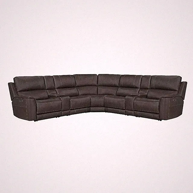 Pemberly Row Brown 7 Piece Zero Gravity Power Reclining Sectional
