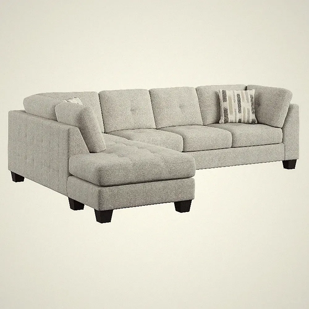 Pemberly Row Chaise Sectional with Pocketed Coils & Solid Wood Legs in Gray