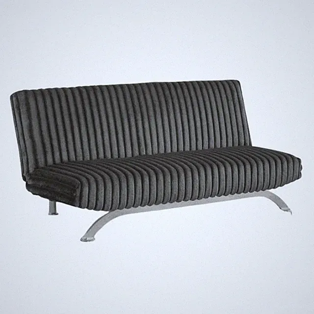 Pemberly Row Channel Tufted Futon Sofa Bed in Charcoal Gray Fabric