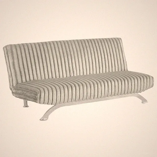 Pemberly Row Channel Tufted Futon Sofa Bed in Light Gray with Chrome Legs