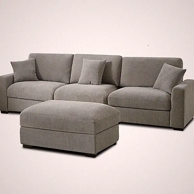 Pemberly Row Chenille 3-Seat Modular Sectional Sofa with Chaise in Gray
