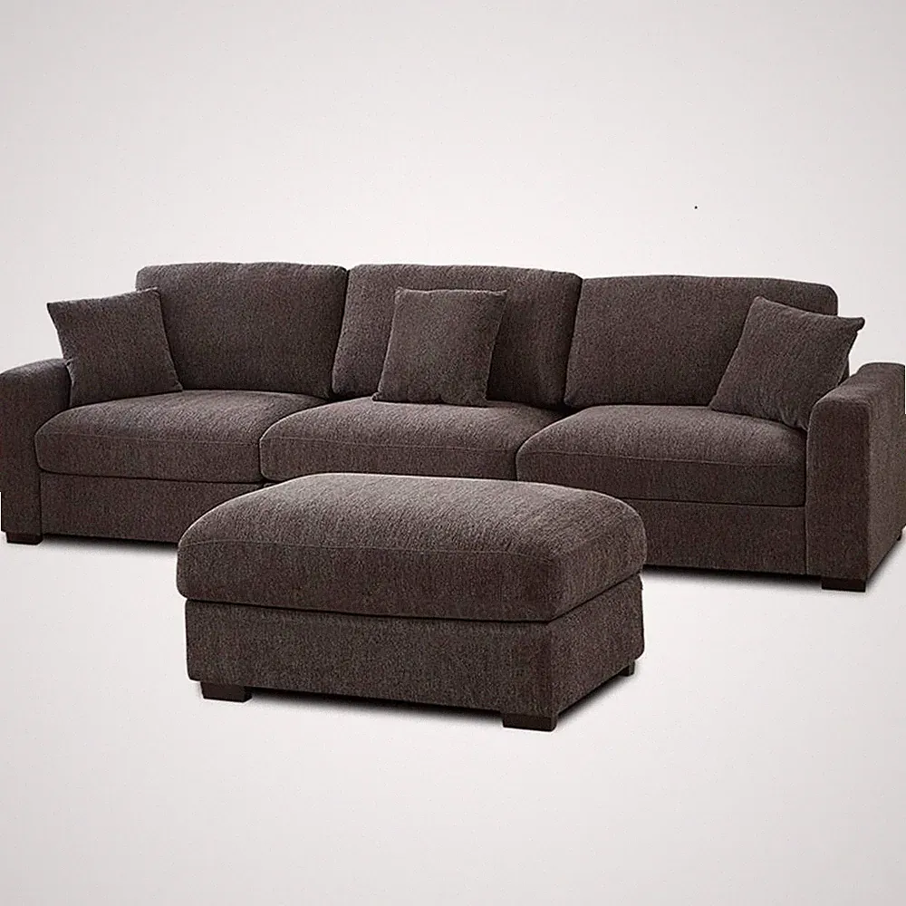 Pemberly Row Chenille 3-Seat Sectional Sofa with Chaise in Dark Gray