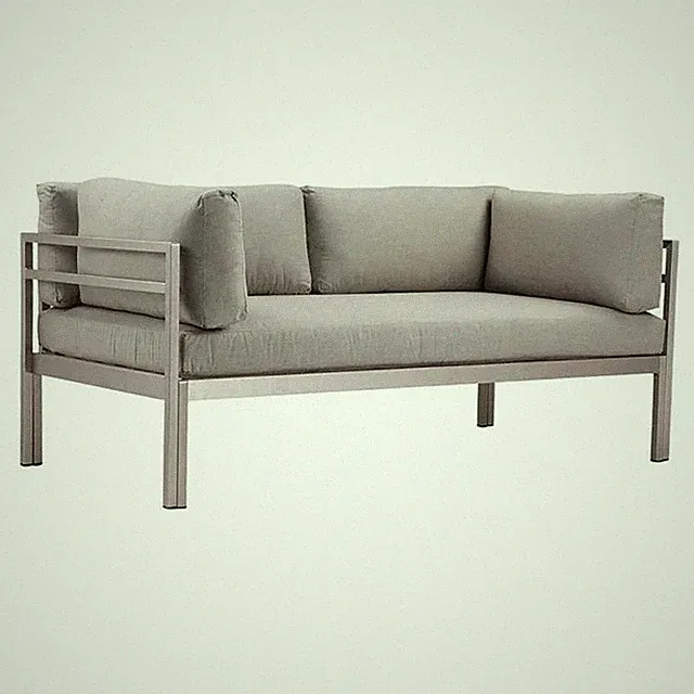 Pemberly Row Contemporary 25x65" Aluminum Sofa in Gray Finish