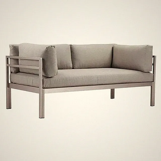 Pemberly Row Contemporary 25x65" Aluminum Sofa in Gray Finish