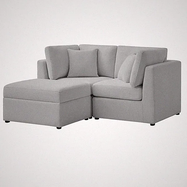 Pemberly Row Contemporary 3-Piece Gray Performance Fabric Chofa